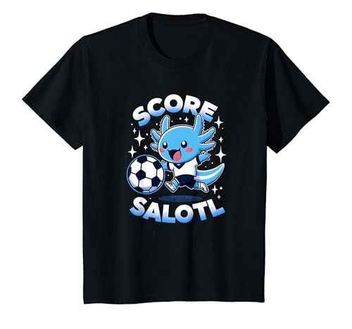 Kids Funny axolotl soccer player boy girl score salotl T-Shirt