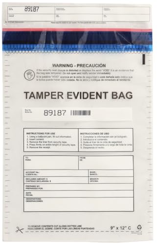 US PACK SMART 9x12 Clear Plastic Deposit Bags with Security Tape Tamper Evident - Secure Bank Deposits Cash Handling & Currency Transport | Self-Sealing Tape with Hidden Graphics | 100-Pack