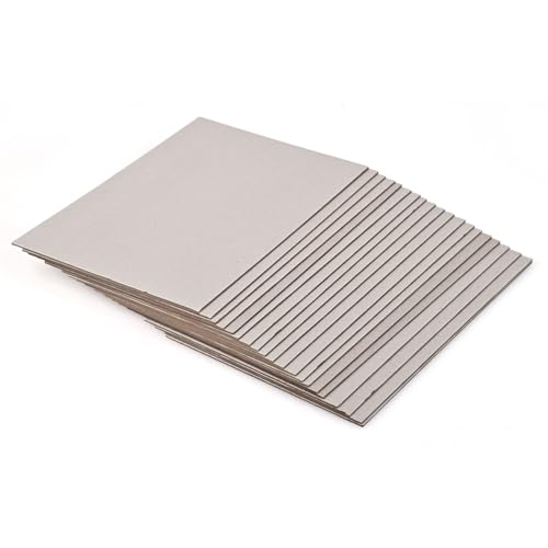 Bastelpappe Graupappe DIN A4, 20 Blatt Buchbinderpappe, 2,0 mm Stärke, 1300 g/m², Glatte Oberfläche, 210 x 297 mm, für Buchbinden, Basteln, Kalender, Bilderrahmen