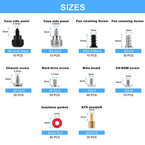 Wellocks Computer Standoffs Screws 420 Pcs Basic Pc Screws Accessories Kit For Hdd Hard Drive Case Fan Power Card Graphics Chassis Cd-Rom Motherboard For Replacement Diy Installation(D279) #TOP3
