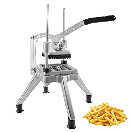 Happybuy Commercial Vegetable Fruit Chopper 1/4″ Blade Heavy Duty Professional Food Dicer Kattex French Fry Cutter Onion Slicer Stainless Steel for Tomato Peppers Potato Mushroom, Silver