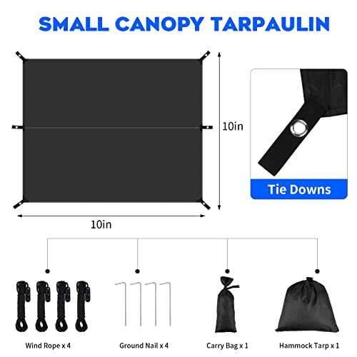 Camping Tarp Waterproof 10 X 10'' Hammock Tent Hammock Rain Fly, Uv Protection Lightweight Camping Gear And Accessories, Tarp For Tent Camping Hammock With Tent Stakes, Ropes, Tensioners And Carry Bag #TOP1