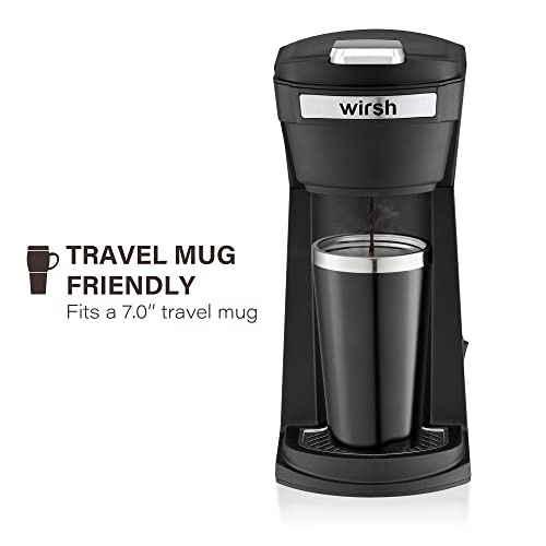 Wirsh Single Serve Coffee Maker, 2 In 1 Coffee Maker Compatible With K-Cup Pods And Ground Coffee, Compact Coffee Brewer, Fast Brewing, For Home, Office,Travel #TOP3