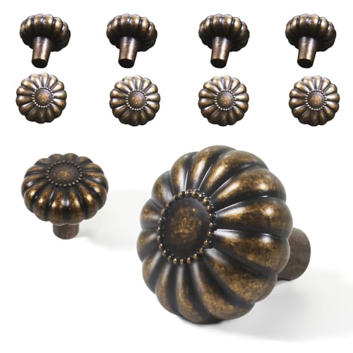 Antique Brass Cabinet Knobs Retro Old Style 8 Pack, Vintage