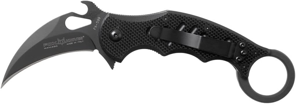 Best Quality 🔥 Fox 599 G10 Black Emerson Wave Folding Karambit