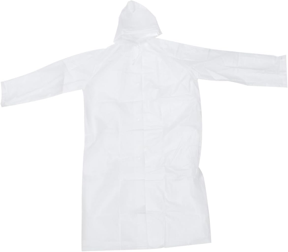 COLLBATH 1pc Rain Poncho for Adults Lightweight Eva Raincoat with Hood for Outdoor Activities Travel Emergencies Suitable for Hiking Camping Fishing and Rainy Days White