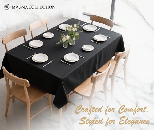 MAGNA COLLECTION Rectangular Table cloth 140x200 cm – 100% Cotton Black Tablecloth – Washable & Reusable – Ideal for Christmas, Dining, Parties and Seasonal Decor