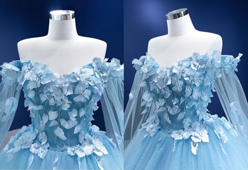 WDBFY Off Shoulder Quinceanera Dresses with Cape Floral Applique Prom Ball Gowns Long Formal Wedding Evening Party Dress3