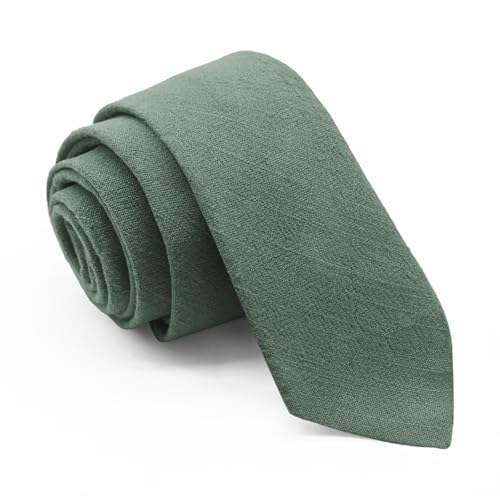 Image of Cotton Ties for Men Solid Color Skinny Tie Mens Necktie for Wedding Graduation Formal Dinner