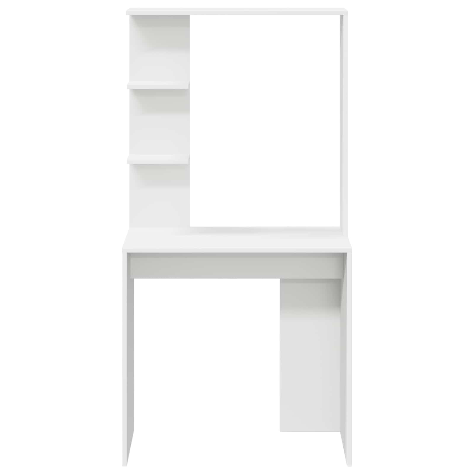 Nowoczesne biurko z regałem, białe, 78,5 x 37 x 154,5 cm, z materiału drewnopochodnego, prostokątna matowa powierzchnia, praktyczne rozwiązanie do przechowywania do domowego biura lub gabinetu