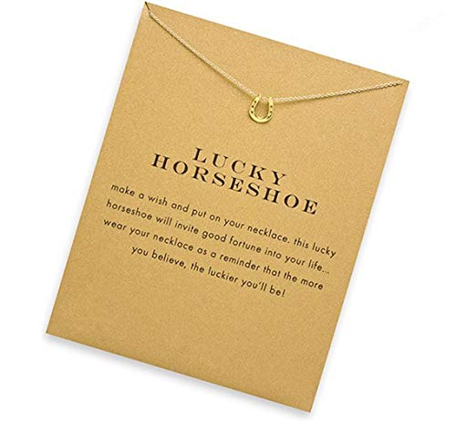 Friendship Love Infinity Dragonfly Star Horseshoe Clavicle Necklace With Blessing Card, Small Dainty Pendant Necklace For Women Gift Card #TOP4