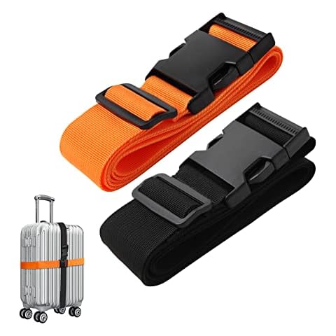 Bikirin Luggage Straps for Suitcases Strap, 2 Pack Personalised Adjustable Suitcase Belts, Bright Colors Easy to Spot, Sturdy Packing Straps with Quick Release Buckle for Travel Bag Luggage Briefcase Cover