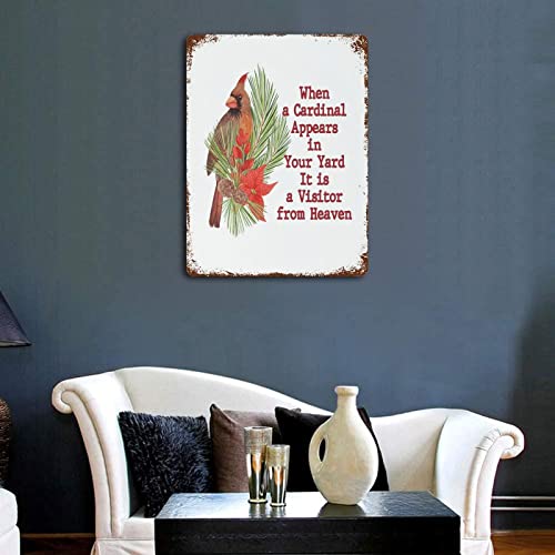 Outdoor Signs When A Red Bird Appears In Your Yard Its A Visitor From Heaven Tin Signs 12"X16" Memorial Day Retro Tin Signs Home Store Man Cave Decor Gift Ideas #TOP2
