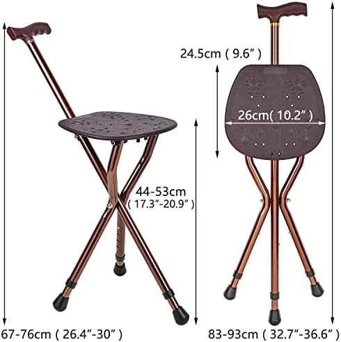 Walking Stick with Seat for Men 136kg Capacity, LINGTHIN Large Seat Board Height Adjustable Foldable Walking Cane with Seat, Cane and Stool Dual-use for Elderly Men, Disabled and Convalescent People.