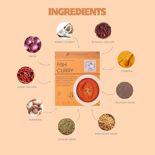 Image of Maskhari Ready to Eat Fish Curry Paste Pack of 3 x 150g | Authentic Maharashtrian Fish Curry | Heat & Eat Instant Indian Food | Seafood Curry | No Preservatives Artificial Colors | Travel Office Meal