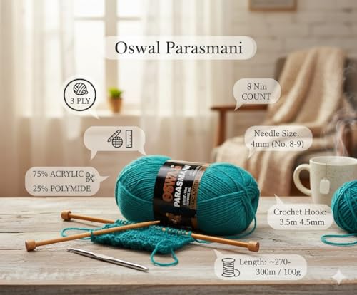 Image of M.G ENTERPRISE 3 Ply Knitting Yarn Wool, Light Teal Blue 100 GMS Best Used with Knitting Needles, Crochet Needles Wool Yarn for Knitting.-CO Art-EIB