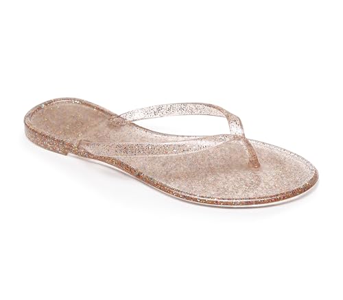 Image of Womens Flip Flops Thong Sandals Jelly Shoes Flat for Ladies Slides Black Slippers Size 9 Slip On Summer Beach Dressy