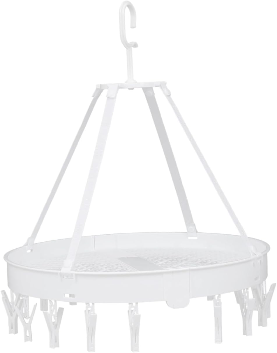 Foldable Multipurpose Clothes Drying Rack Socks and Underwear Holder White Single Layer Windproof Laundry Hook for Balcony and Indoor Use