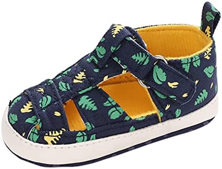 XIATANG Infant Baby Girls Boys Sandals Summer Crib Shoes Toddler Pu Cotton Soft Rubber Sole Dress Flats First Walker Shoes (Dark Blue-03#, 9-12Months)