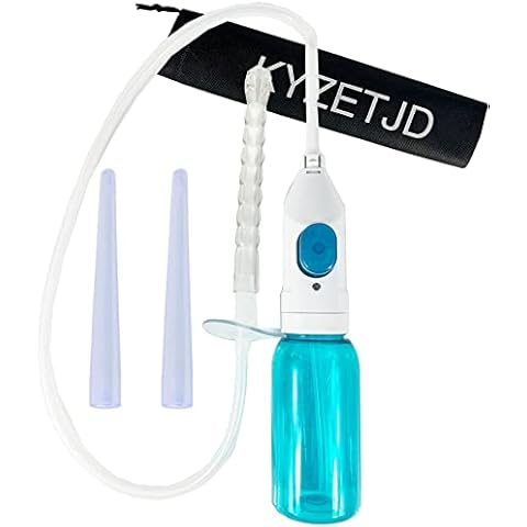KYZETJD Back-Flow Enema Bottle Kit Anal Douche Cleaner for Men Women with 100ml Peri Bottle 19.7in Silicone Hose 3 Replaceable Nozzle Cover