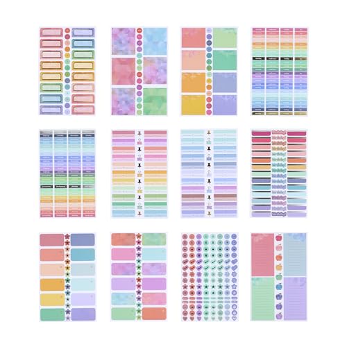 Erin Condren Too Cool for School Sticker Book Edition 9, Collection of 556 Colorful Mixed Metallic Teacher Stickers, 12 Sheets of Functional and Decorative Stickers for Teacher Planners