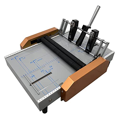 INTBUYING Automatic Booklet Binding Machine Binder Maker Booklet Binder Staple Folder with Two Staplers Dual Adjustable Side Guides