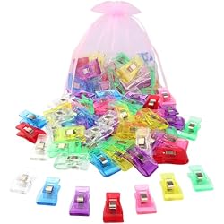 CampTek Large Sewing Clips,50 Pcs Wonder Magic Plastic Clips with Bag | Multipurpose Clips for Fabric,Quilting,Embroidery,Crafts,Paper Work,Binding Supplies Accessories-Assorted Colors