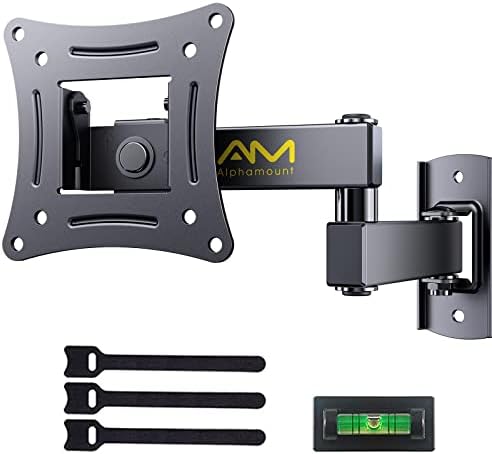 Alphamount TV Wall Bracket Swivel Tilt for 13-30 inch TV & Monitor up to 15 kg, Full Motion Single Monitor Arm TV Wall Mount for Corner, Max VESA 75x75-100x100mm, APXSF2-E