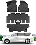 DiffCar® Floor Mats for Chrysler Pacifica 2024 2023 2022 2021 2020 2019 2018 2017, All Weather TPE Mini Van Accessory for Pacifica Front 2nd 3rd Row Floor Liners 7/8 Passenger(Not Hybrid) for Voyager