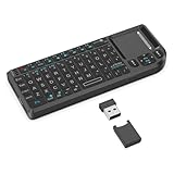 Mini Bluetooth Keyboard with Touchpad, 66 Keys Multifunctional Wireless Keyboard with Infrared rays and Backlight, Touchpad, QWERTY, USB Rechargeable Compact, Bluetooth and 2.4GHz dual connection mode