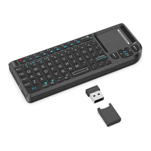 Mini Bluetooth Keyboard with Touchpad, 66 Keys Multifunctional Wireless Keyboard with IR Learning and Backlight, Touchpad, QWERTY, USB Rechargeable Compact, Bluetooth and 2.4GHz dual connection mode