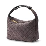 Caitina Woven Suede Shoulder Bag,Vegan Leather Hobo Handbag for Women(Brown)