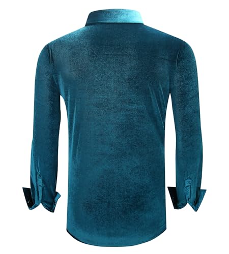 Alex Vando Mens Velvet Shirts Regular Fit Long Sleeve Soft Stretch Casual Button Down Shirt