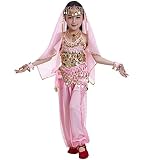 Astage Kids Princess Girl Indian Belly Dance Costume Cosplay Bollywood Ornaments Pink M