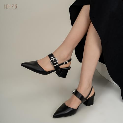 IDIFU IN2 Women's Pumps Closed Toe Chunky Block Slingback Heels Wedding Bridal Bride Prom Formal Dress Shoes for Women Dressy Casual Comfortable Cute Trendy Pointed Toe Low Short Thick Heels2