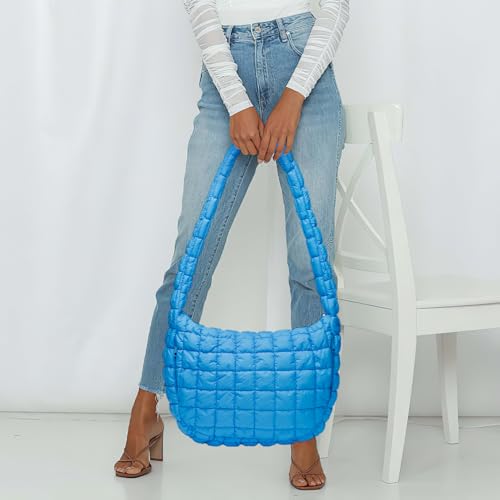 Image of Puffer Bag for Women,Large Lightweight Quilted Tote Bag for Women Puffy Hobo Crossbody Handbags with Padding,Zip Pockets