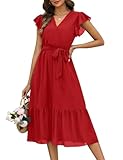 robe rouge femme soiree Occasions: Fashora robe longue femme, associez chaussures plates et sac minimaliste pour le travail élégant. Sac en toile pour le shopping, talons pour les réunions, chapeau pour les voyages. Parfaite pour sorties, café, travail et loisirs en une pièce.