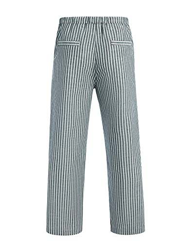 Coofandy Mens Linen Beach Pants Cotton Loose Casual Lightweight Drawstring Striped Pants #TOP3