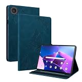 LMFULM® Hülle für Lenovo Tab K10c TB-311 (10,1 Zoll) PU Lederhülle Tasche Smart Hülle mit Ständer Schutzhülle Flip Cover Prägung Schmetterling Blau