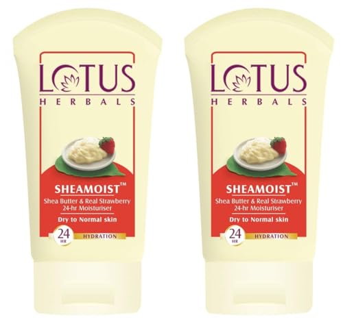 Image of Lotus Herbals Sheamoist Shea Butter & Real Strawberry 24Hr Moisturiser (50g) (Pack of 2)