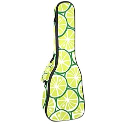 Housse pour ukulélé vert citron 53,3 cm, 58,4 cm, 66 cm, housse de transport, double bandoulière et poche de rangement - Les Beatles, Paul McCartney, John Lennon, RIngo Starr, George Harrison