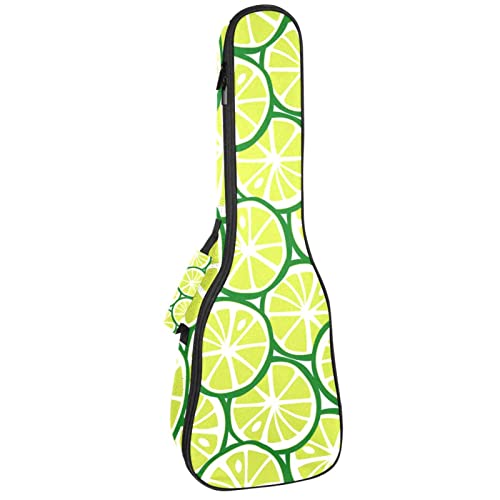 Housse pour ukulélé vert citron 53,3 cm, 58,4 cm, 66 cm, housse de transport, double bandoulière et poche de rangement - Les Beatles, Paul McCartney, John Lennon, RIngo Starr, George Harrison Housse pour ukulélé vert citron 53,3 cm, 58,4 cm, 66 cm, housse de transport, double bandoulière et poche de rangement
