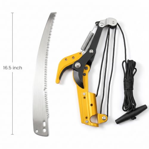 Dremmt Tree Pruner Replacement Head, Pole Saw Trimmer Head with 3-Pulley System for Easy Cutting, 27Ft Heavy Duty Thickened Rope, Sharp SK5 Blade, for 1 inch Extension Poles by Dremmt - Used condition - Image 6