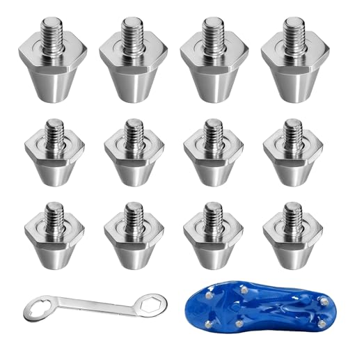 Zynqo 12PCS M5 Metal Football Studs Boots 11mm 13mm 15mm with Wrench Tool