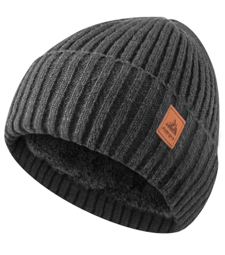 Image of FORVEVO Men's Beanie Hat — Fleece Lined Knit Winter Hat, Warm & Stretchy