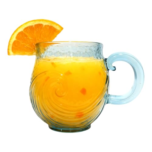 Tazas De Vidrio Con Asas - Tazas Para Bebidas Con Agarre Ergonómico Azul, De Vidrio Azul Para Agua Novedosas | Para Hogar Oficina Decoración Bebidas Calientes Frías Té Leche Vino Cumpleaños Navid