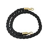 Hängende Warteschlangenbarriere -Twist -Seil, Stanbekämpfungsseile Der Menschenmenge Mit Goldenen Haken, Für Hotels, Kinos, Banken, Konzertstätten/Black/5Ft/150Cm