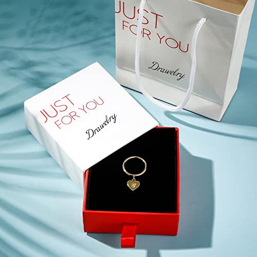 Dangle Custom Initial Heart Single Ring Engraved Letter Birth Month Flower Ring 18K Gold Plated Jewelry Birthday Promise Gift For Women Men Girls Boys (Yellow Gold) #TOP5