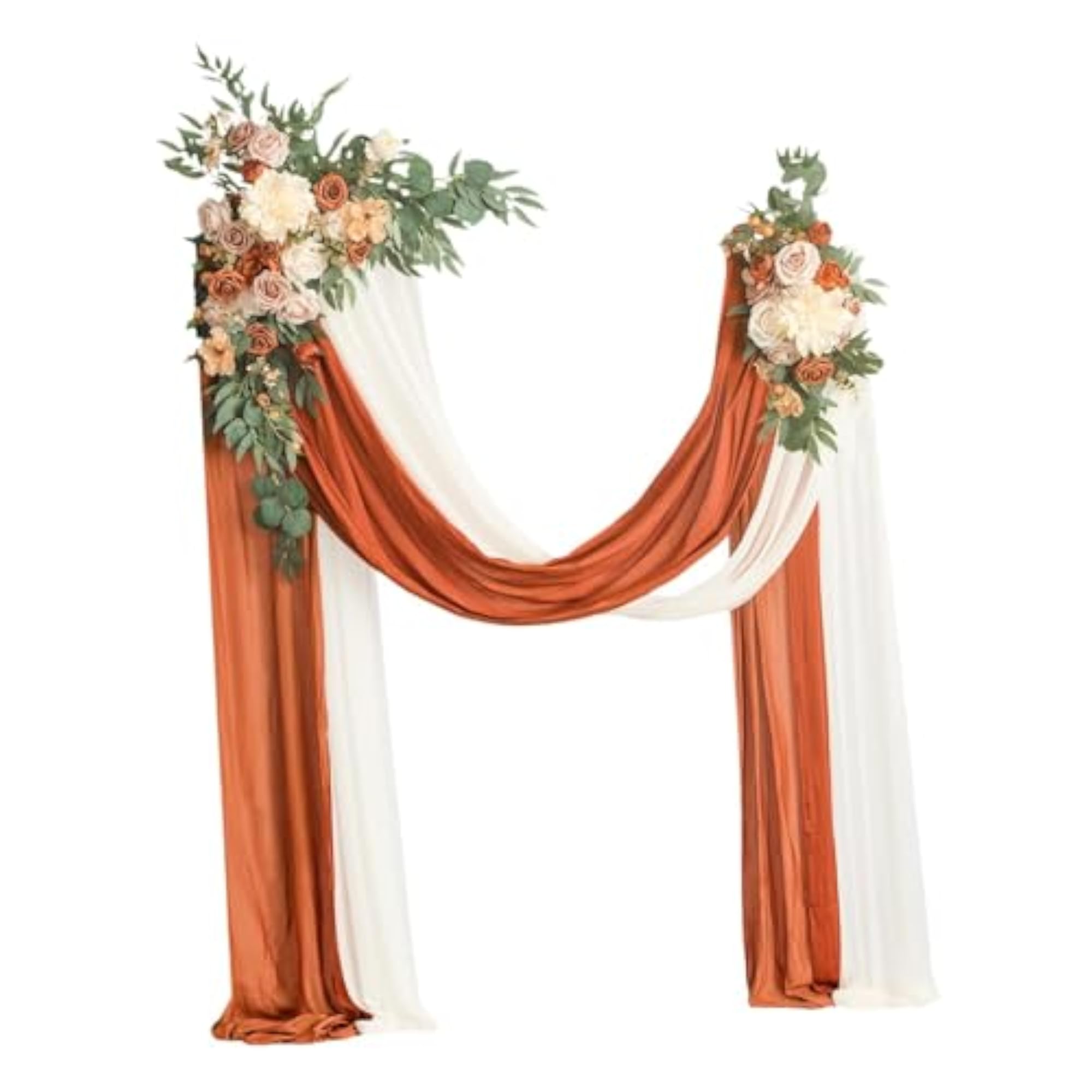Artificial Wedding Arch Flowers Kit with Drape, Orange
