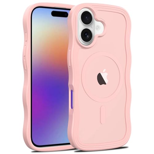 IDweel Magnetic Cute Curly Wavy Fit for iPhone 17 Case for Women Girls,Pink